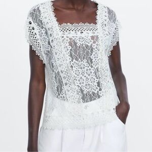 Zara White Lace Top off white